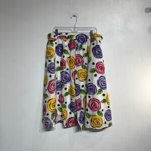I.B. Diffusion Floral Midi Skirt 1991 Polka Dot Cotton Art Print Vintage Sz 18W